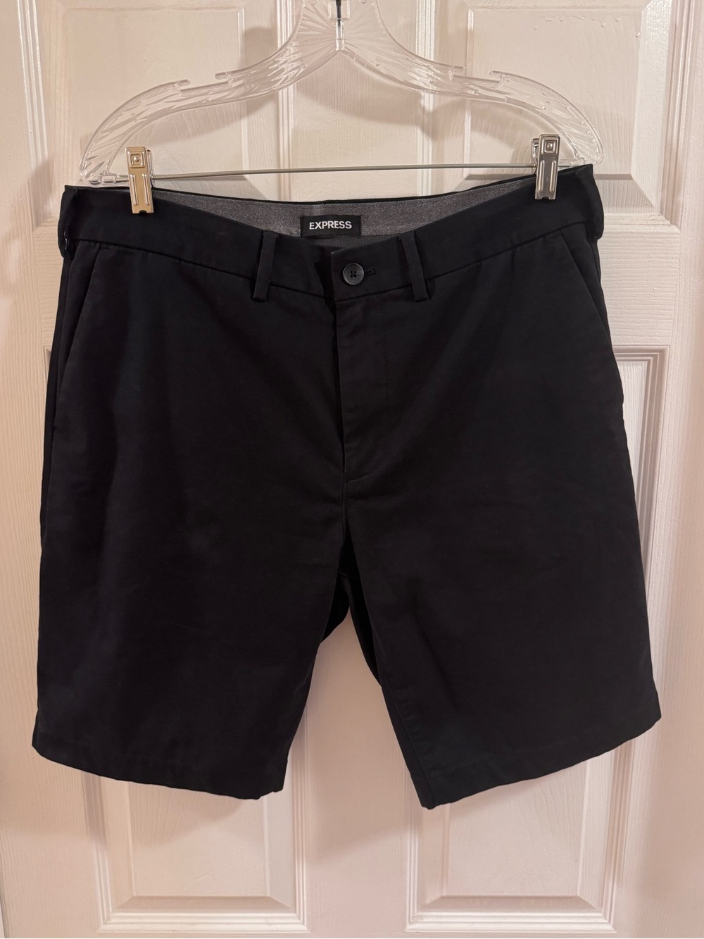 Express Men's Slim Black Stretch Chino Shorts (At the knee)
